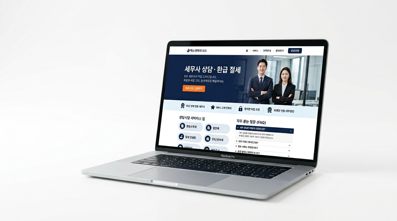 세무사 랜딩페이지 UI 목업